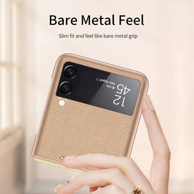 Original Leather Texture Card Package Hard Case For Samsung Galaxy Z Flip4 Flip3 5G - GiftJupiter