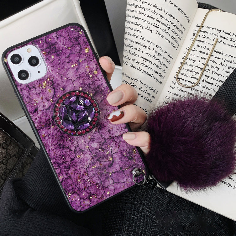 Retro Hair ball Bracket Diamond Case for Samsung/iPhone