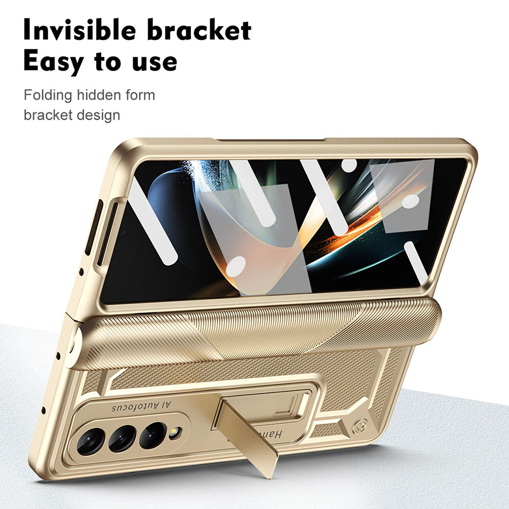 Magnetic Hinge Invisible Bracket Non-slip Phone Case For Samsung Galaxy Z Fold3 Fold4 5G With Back Screen Protector