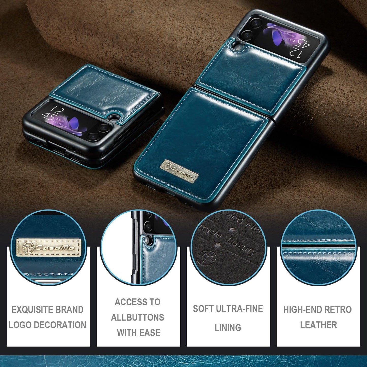 Luxury Leather Wallet Case - Samsung Galaxy Z Flip 4 3 5G - GiftJupiter